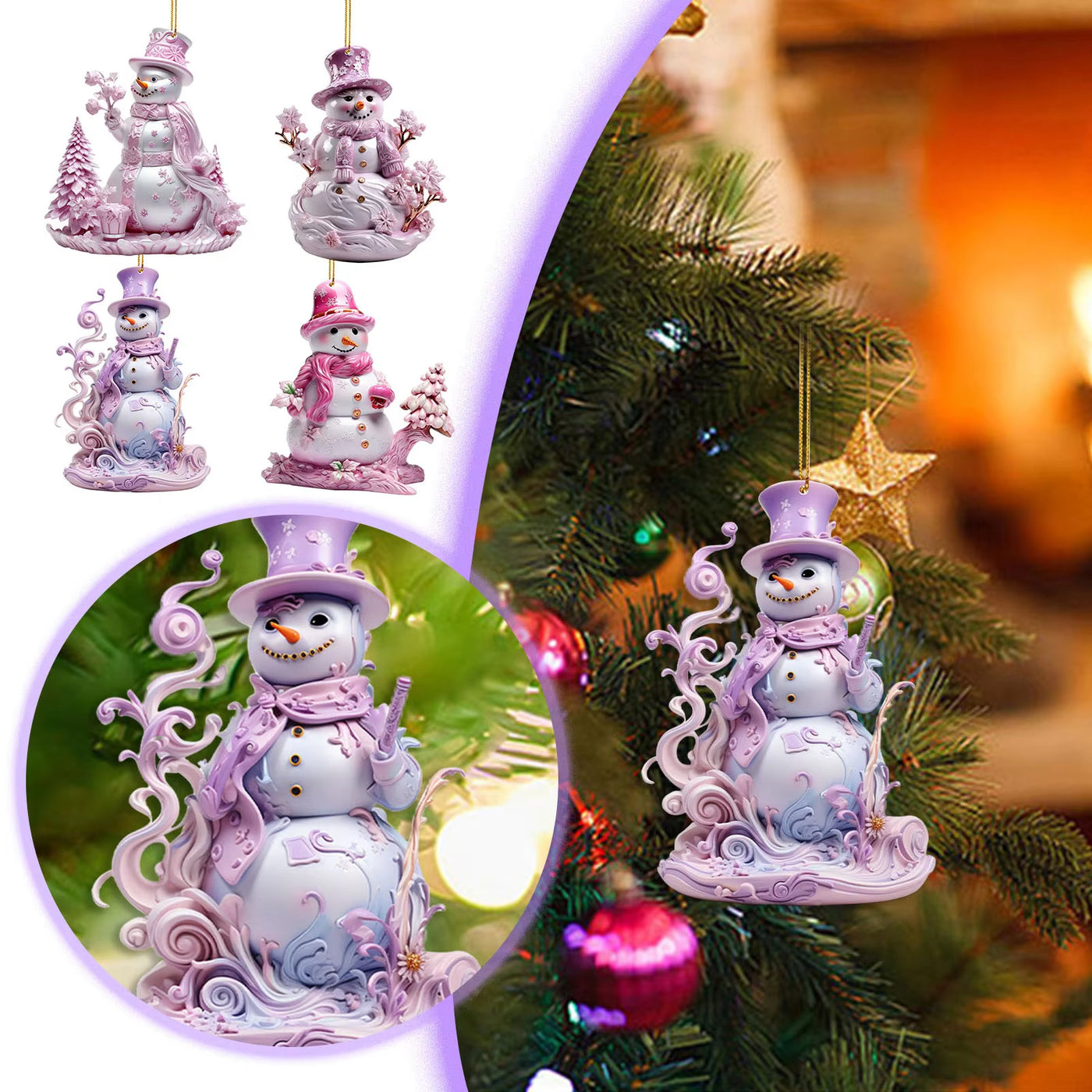 Christmas Unique Christmas Snowman Acrylic Flat Decorative Ornaments Christmas Party Pendant