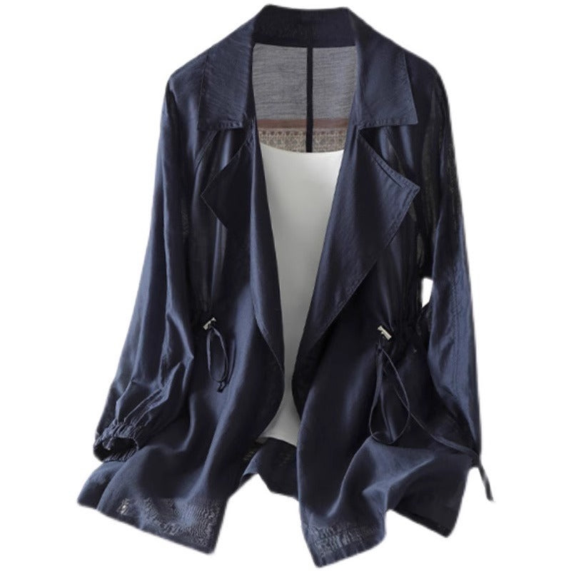 Summer Design Sense Sun-protective Clothing Long Sleeve Trench Coat Shirt Coat Women