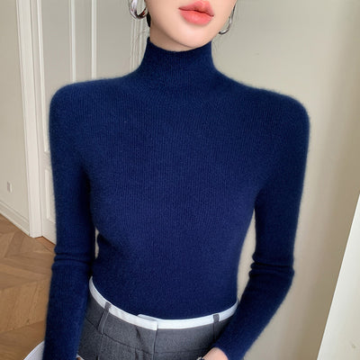 Women's Autumn And Winter Seamless Stand Collar Solid Color Turtleneck Sweater