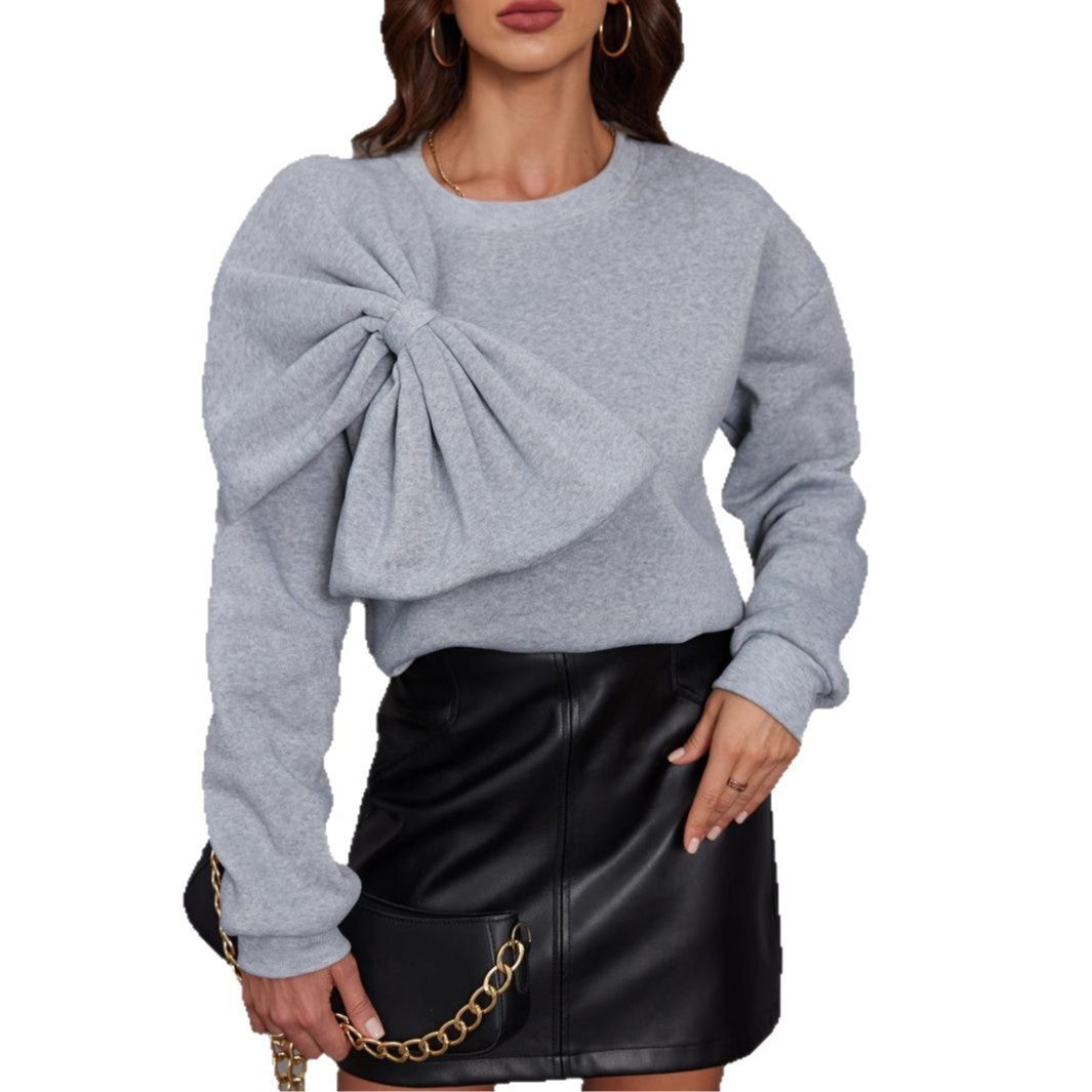 Loose Slimming Bow Long Sleeve Sweater