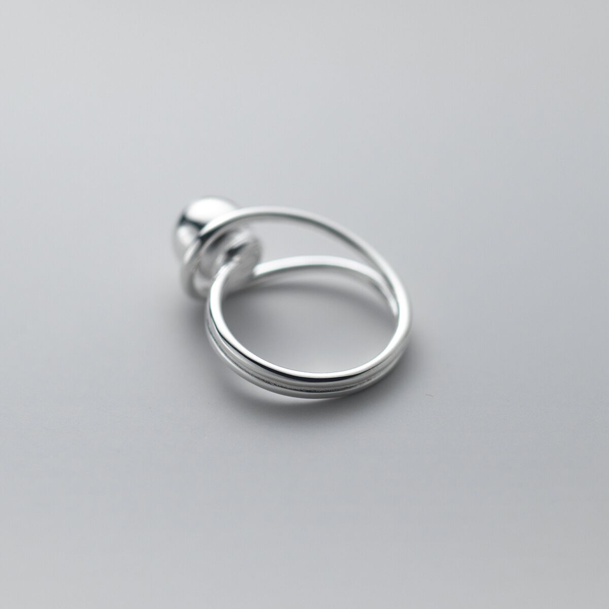 Simple Double Line Ball Ring Women