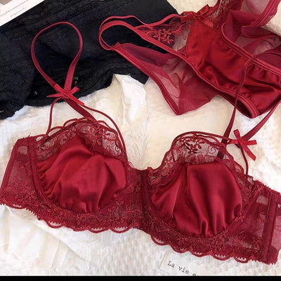 Women's French-style Breathable Lace Embroidered Pure Bra