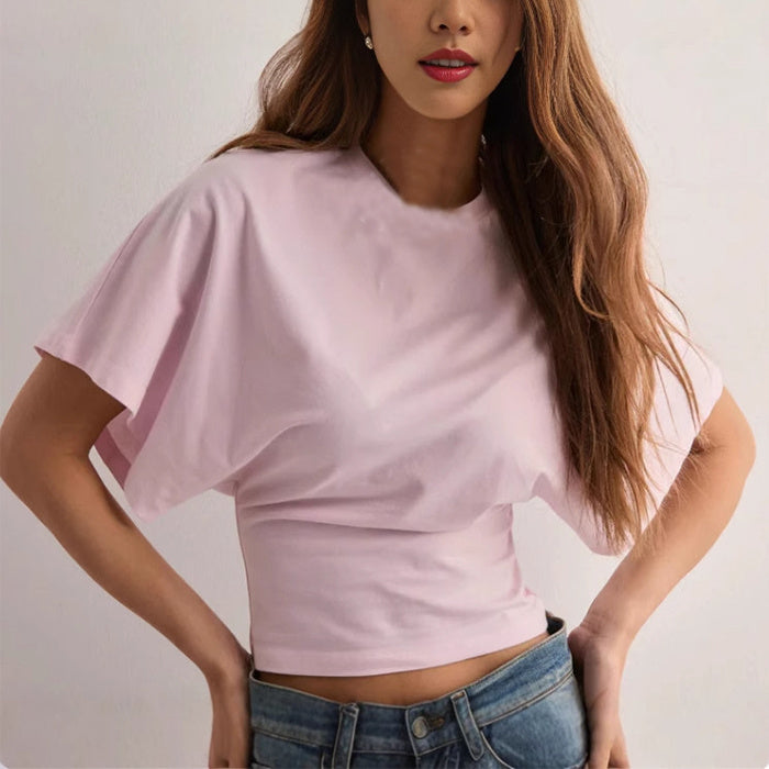 Batwing Sleeve T-shirt Ins Fashion Round Neck Pullover Short-sleeved