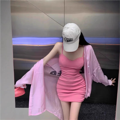 French Hipster Style Green Suspenders Dress