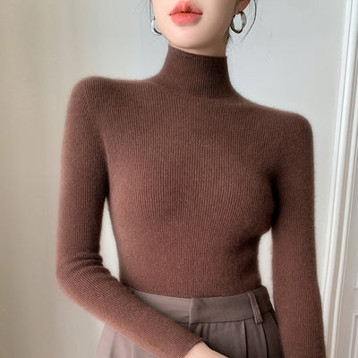 Women's Autumn And Winter Seamless Stand Collar Solid Color Turtleneck Sweater