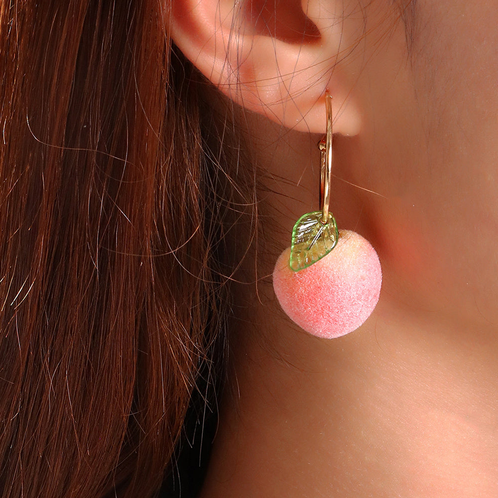 Peach Earrings Long Earrings Girls Big Earrings Ear Clips