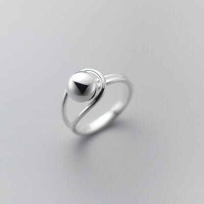 Simple Double Line Ball Ring Women