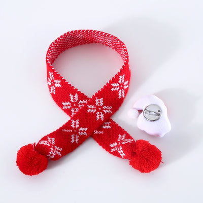 Pet Cat Dog Knitted Wool Plaid Snowflake Santa Claus Scarf Warm Christmas Three-dimensional Hat