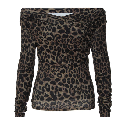 Fashion Shoulder-baring Printed Slim Top For Women