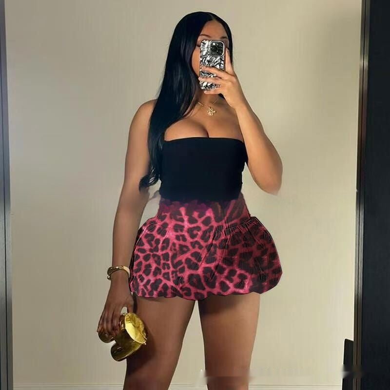 Women Clothing New Leopard Print Printed All-matching Skirt