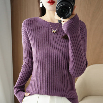 Women's Off-neck Knitted Bottoming Shirt Autumn And Winter New