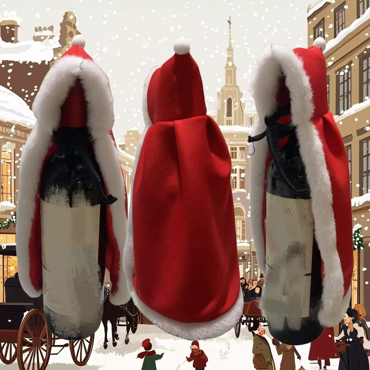 Champagne Cover Christmas Bottle Cape Cloak
