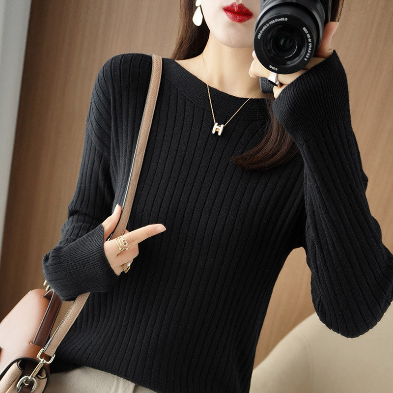 Women's Off-neck Knitted Bottoming Shirt Autumn And Winter New