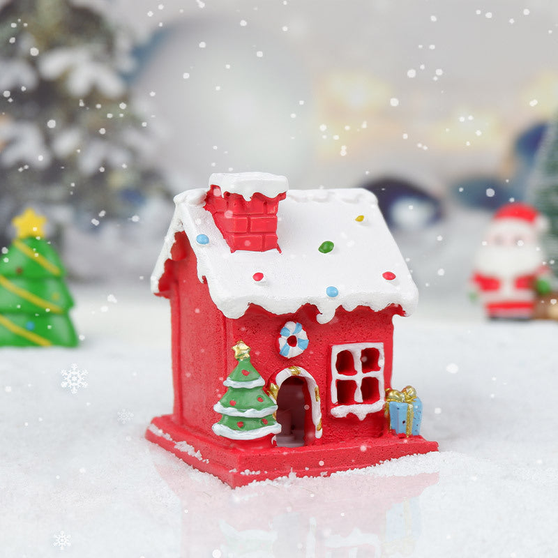 Desktop Christmas House Luminous Resin Decorations