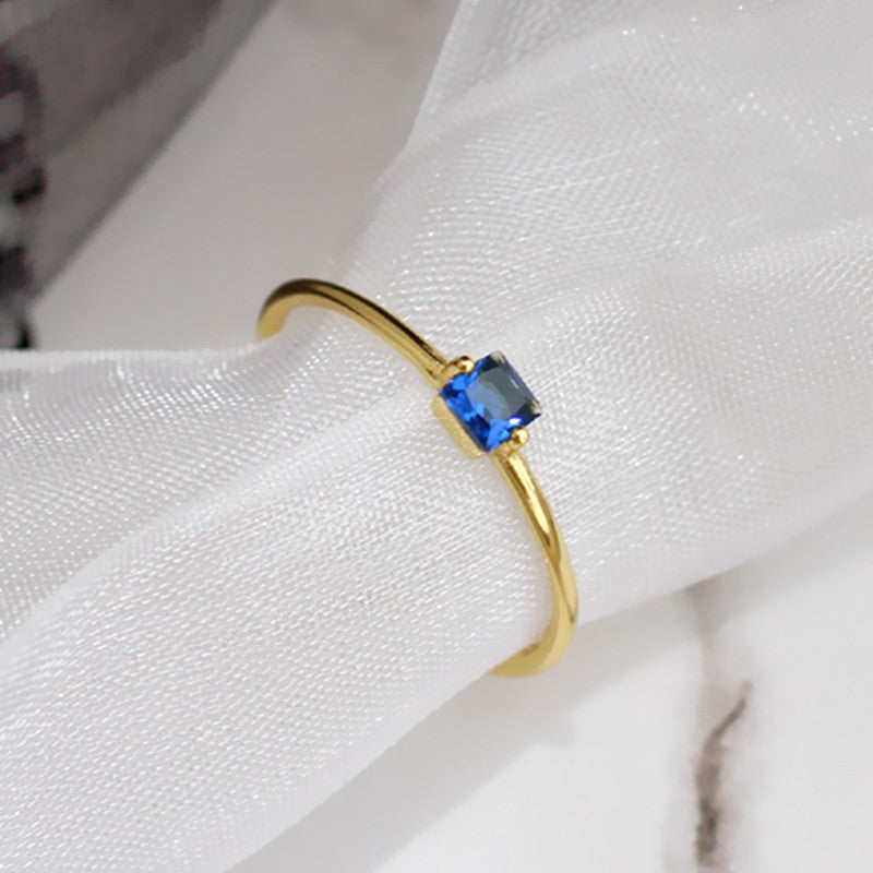 Fashion Square Blue Zircon Ring Women