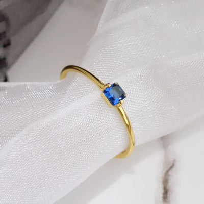 Fashion Square Blue Zircon Ring Women