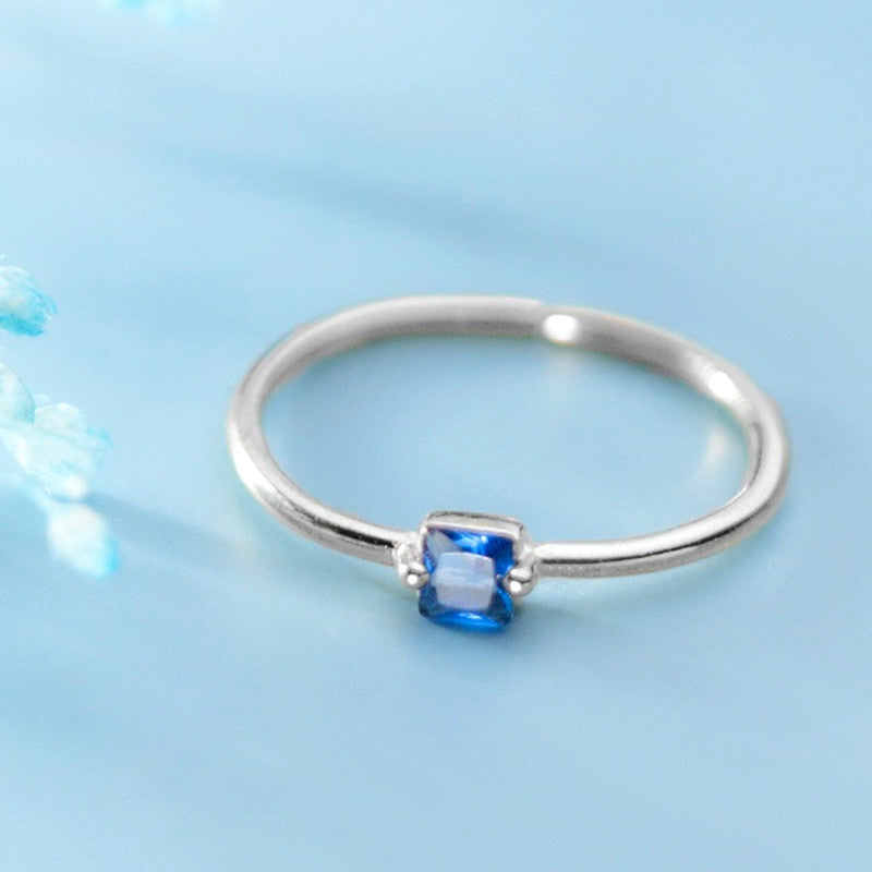 Fashion Square Blue Zircon Ring Women