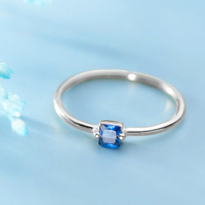 Fashion Square Blue Zircon Ring Women