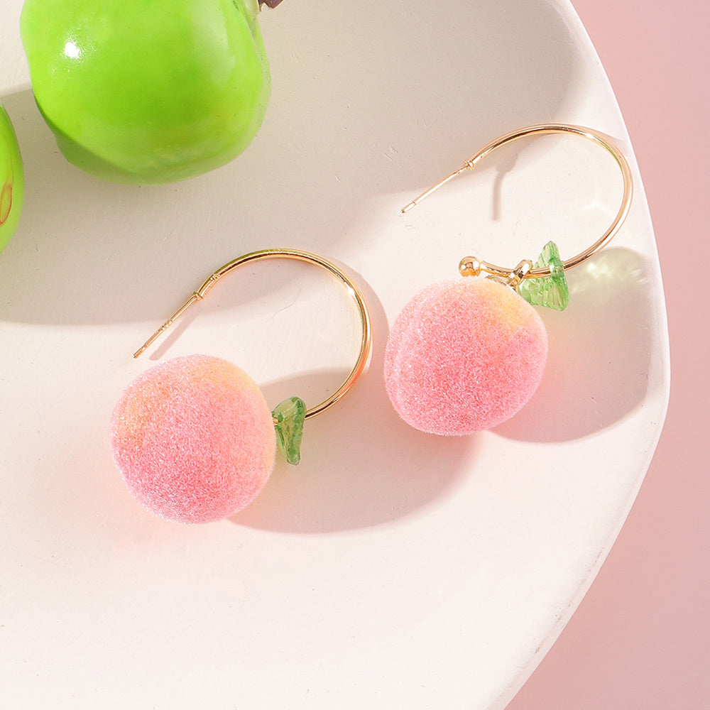 Peach Earrings Long Earrings Girls Big Earrings Ear Clips