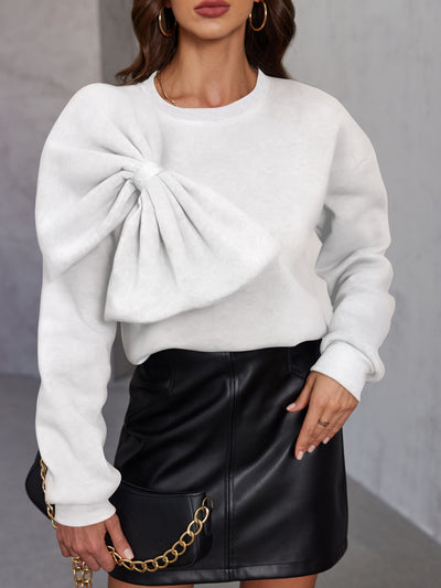Loose Slimming Bow Long Sleeve Sweater