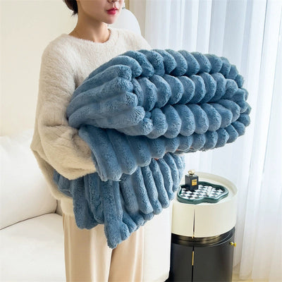 Soft Wind Bubble Velvet Warm Double-sided Thickening Cover Throw Warm Fur Blanket